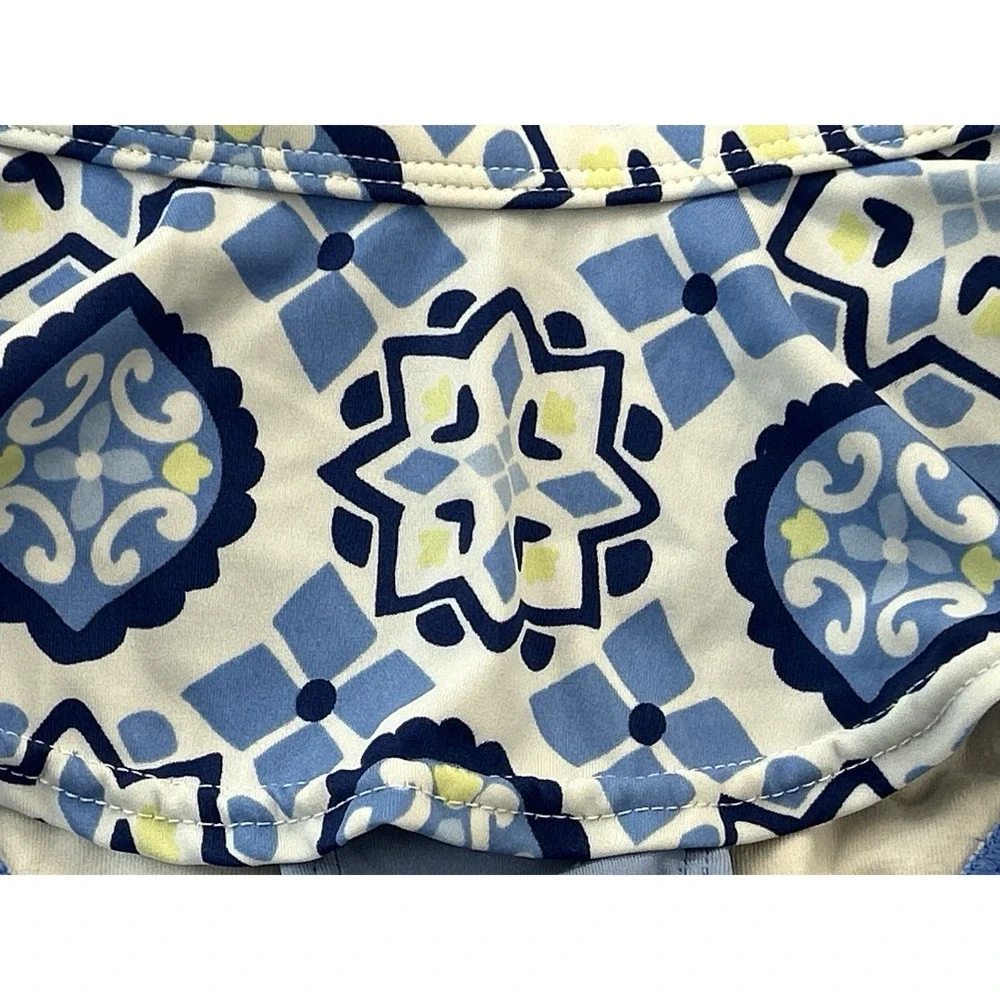 Gymboree Girls 12-18M Blue Tile Print Swim Skirt Bottom Skirted Bikini Brief